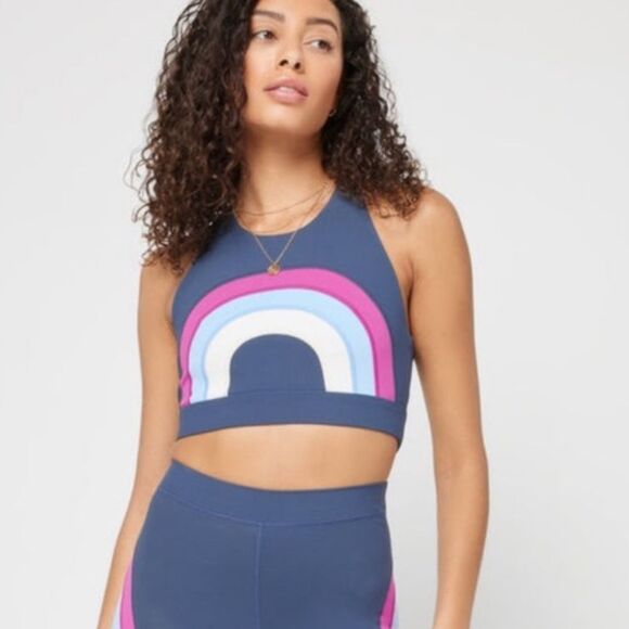 Revolve L*Space L Chasing‎ Rainbows Crop Top Sports Bra Gray Boho Hippie Sporty - Picture 2 of 10